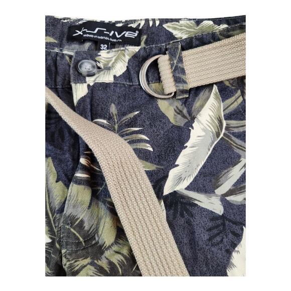 X-S-Ive mens shorts sz 32 leaf print belt - Picture 4 of 8